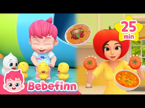 Hola, I'm Tomato 🍅ㅣFood Song for KidsㅣFive Little Series CompilationㅣBebefinn Nursery Rhymes