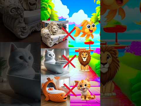 Cat vs Lion vs Fish 😻🦁🐠 ~ mini wood toy🩷 woodworking art / skill wood/ hand crafts #shorts