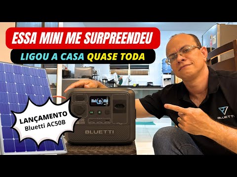 Mini Estação de energia solar Bluetti AC50B ligando quase tudo na CASA