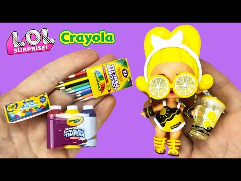 LOL surprise Crayola and How to make diy miniature Crayola  School supplies crafts !!!