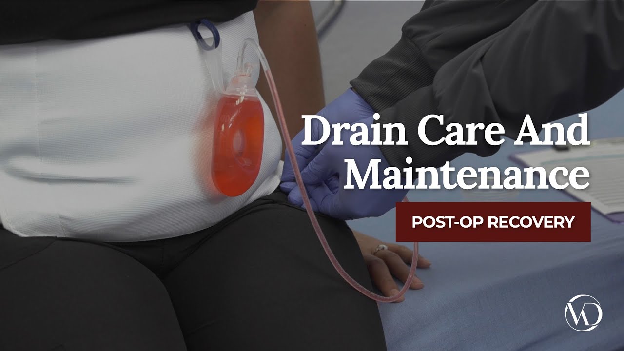 Post-operative drain care and maintenance demonstration.
