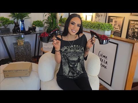 Rosey Unboxes Red And Black Leopard Print 6 Inch High Heel Platform Mule Slide On Shoes