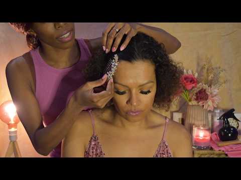 ASMR Real person Hair Styling, Hair Play, Scalp Massage, Lint Rolling Clothing , Hand Massage