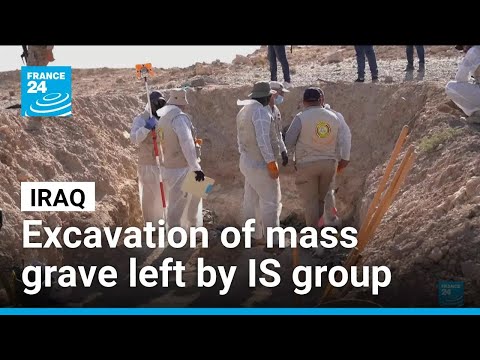 YouTube video thumbnail: Iraq Starts Excavation of Large Mass Grave Left by Islamic State Group