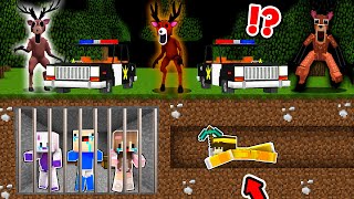 ¡SALVO a mis AMIGOS de la PRISION del MONSTRUO de 99 NOCHES en el BOSQUE en Minecraft! 👮🚓😨