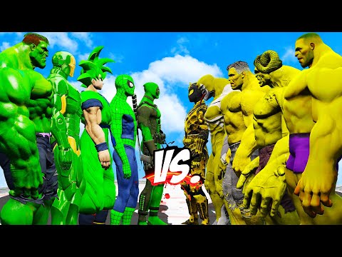 Epic 5v5 Battle! Team Superhero Green vs Team Superhero Yellow ⚡🔥