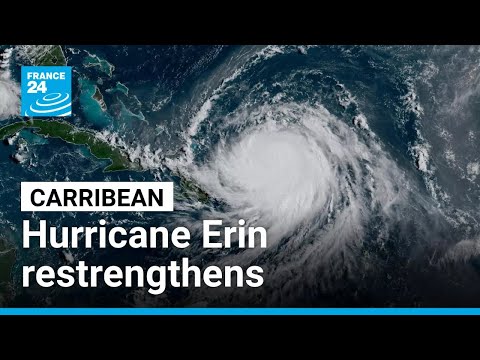 YouTube video thumbnail: Hurricane Erin Restrengthens as it Lashes Caribbean With Rain