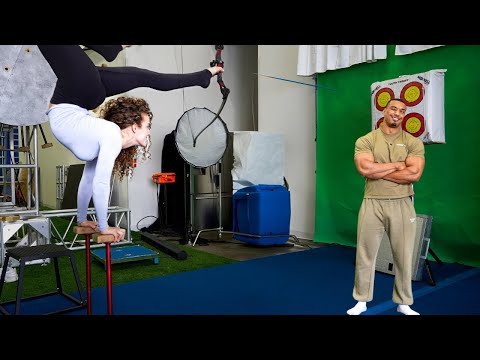 GIANT Bodybuilder Tries Gymnastics with Sofie Dossi!