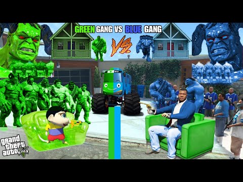 Shinchan Green Gang VS Franklin Blue Gang And Stealing Car In GTA 5