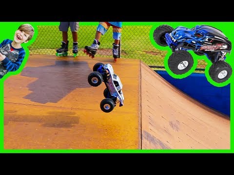 RC Monster Trucks at the Skate Park!