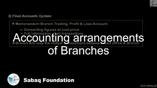 Accounting arrangements of Branches