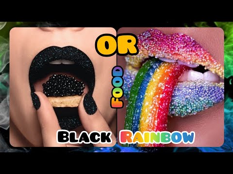 Black Food or Rainbow Food 🤪😋🤔 Black  vs Rainbow