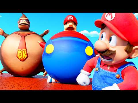 Rolling Fat Mario Bowser and Donkey Kong 3D animation