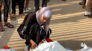 وداع وتشييع شهداء ارتقوا جرّاء إطلاق النار عليهم خلال انتظار الحصول على مساعدات جنوب قطاع غزة