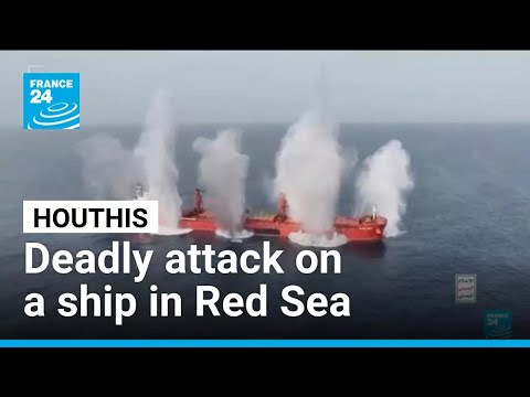 YouTube video thumbnail: Houthis Sink Liberian Cargo Ship in Red Sea Attack, Several Crew Dead