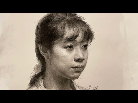 Draw the girl's portrait with Pencil | Time-lapse