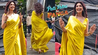 Sonali Bendre Looking Very Gorgeous In Yellow 💛 Saree @ First Episode Of Pati Patni Aur Panga