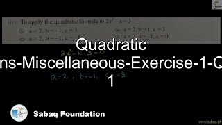 Quadratic Equations-Miscellaneous-Exercise-1-Question 1