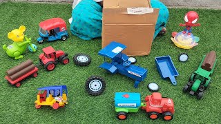 Mini tractor tyres loading cng auto rickshaw cow spiderman Toys video 
