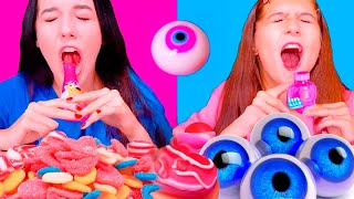 ASMR Cotton Candy Showdown: Blue vs. Pink MUKBANG Delight! 🍬✨