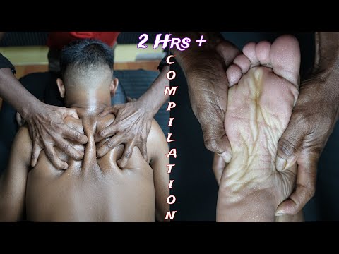 2 Hrs + Foot Massage & Back Body Massage | Body Massage - Head Massage - Foot Massage ASMR Live