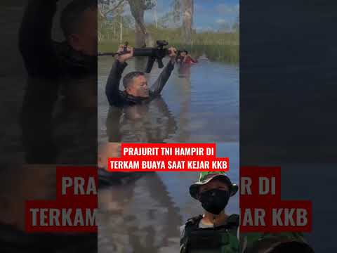 HAMPIR DI TERKAM BUAYA SAAT SEBRANGI RAWA😭🥺 #tni #tniindonesia #kopassus #shortvideo #tniad #sedih
