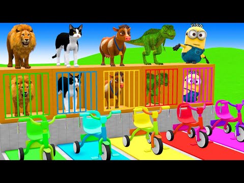 Long Slide Game With Elephant Gorilla Buffalo Hippopotamus Tiger 3d Animal Game Funny 3d Animals