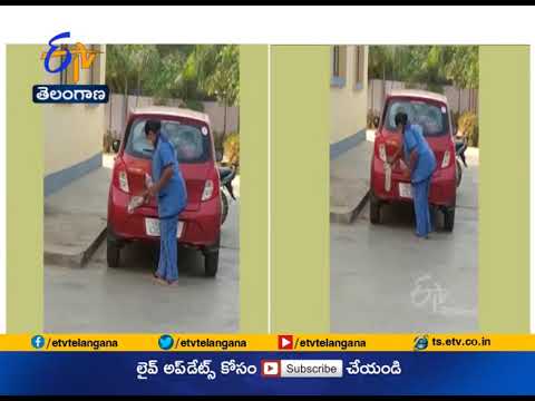 సెలైన్‌తో వైద్యుడి కారు తుడిచిన నర్సు-[Video] - Kurnool District Huzurabad Nurse Uses Saline Water To Clean Dr.Pratyusha Car