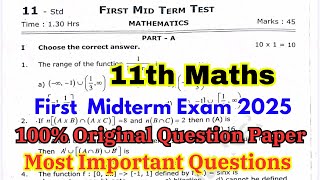 11th maths first mid term question paper 2025 | 11th maths first mid term important questions 2025