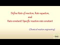 Chemical Reaction Rates and Constants