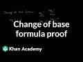 Understanding the Change of Base Formula for Logarithms