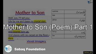 Mother to Son (Poem) Part 1