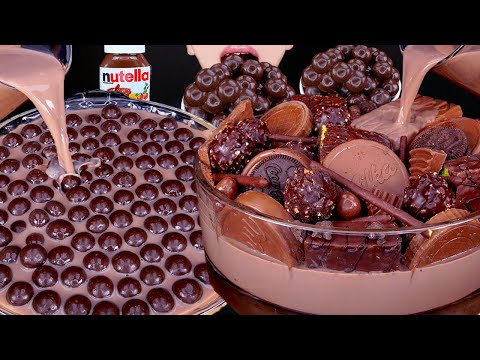 ASMR MALTESERS CHOCOLATE MILK MAGNUM ICE CREAM NUTELLA DESSERT MUKBANG 초콜릿 먹방チョコレート 咀嚼音EATING SOUNDS