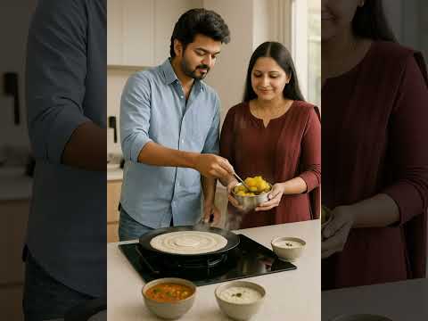 Vijay & Sangeetha’s Breakfast Bliss with Dosa 🌞 #kollywood #tvkvijay #tvkmaanadu #thalapathyvijay