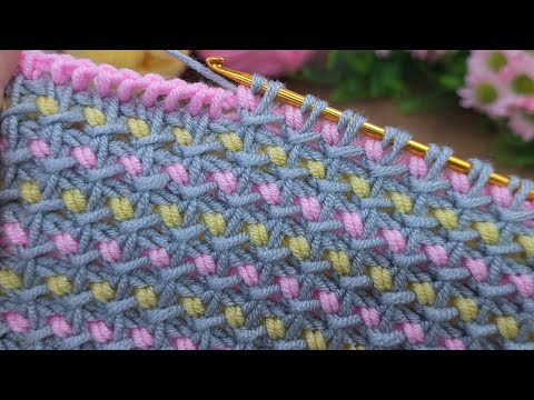 Very easy, colorful and interesting Tunisian crochet baby blanket pattern explanation #tunisian