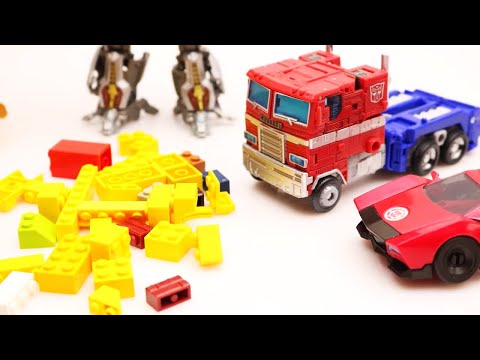 Transformers Bumblebee vs Optimus Prime Stop motion Robot Watch, Jazz, Police Car & Lego Grave theft