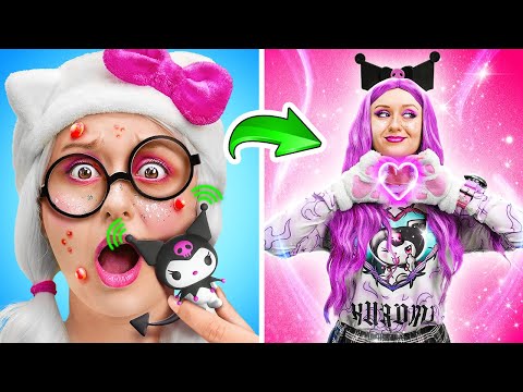 🎀 ¡De Nerd Hello Kitty a Kuromi! 😈 ¡Épica Transformación Kawaii!