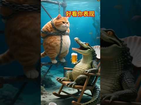 Very nice cat and crocodile nice video. #cat #crocodile #cartoon #ytshorts