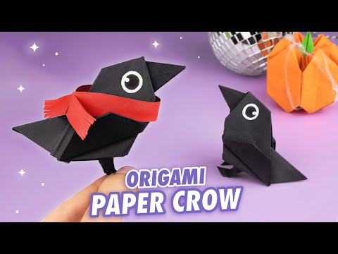 Оригами Птичка из бумаги | Бумажная ворона | Origami paper bird