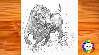 How to draw a bull step by step | Pencil sketch for beginners
