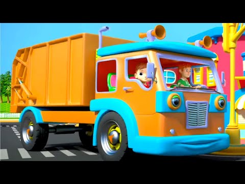 Wheels On The Garbage Truck Go Round And Round, Vehicle Song for Kids