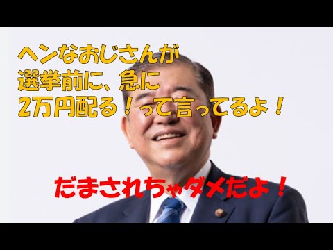 ヘンなおじさん（石破総理）が選挙前に急に2万円配る！って言ってるよ！2万円の給付金と減税の要望の声 ＃つばさの党 #黒川あつひこ #石破茂