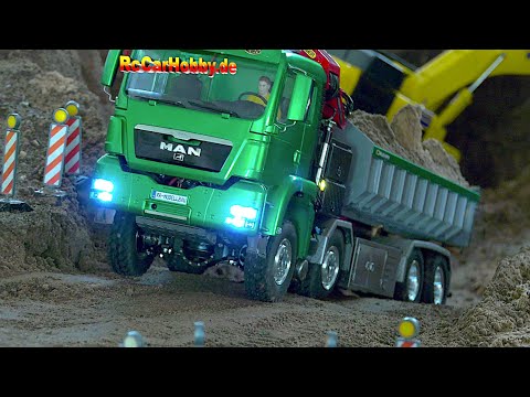 RC TRUCKS, RC MiniBaustelleThüringen 25p1, EXCAVATOR, DOZER, DUMP TRUCK, MAN, MERCEDES AROCS, VOLVO