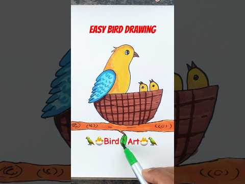 Easy Bird Family Art ๐ฃ๐ณ#shorts #Handart #kidsvideo #anaya #kids #kidsdrawing #anayashorts
