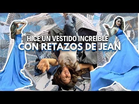 MIRA cómo transforme retazos de jeans viejos en un VESTIDO INCREÍBLE. #upcycling #denim