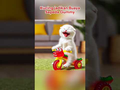 Cat laughs Crocodile becomes bicycle Gummy frog Lion hyena 😆 #cat #cutecat #cats #funny