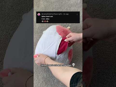 Does the cow 💀 if you take the heart out?!! #cows #kawaii #plushies #cute #funnyshorts #business