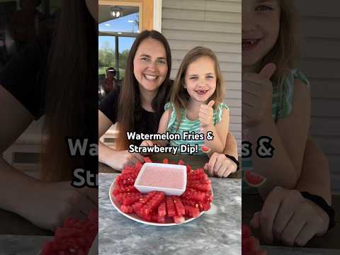 Watermelon Fries & Strawberry Dip! 🍉 #easyrecipe #healthyrecipes #toddlerfood #momlife #summerfood