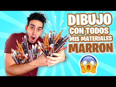 DIBUJO CON TODOS MIS MATERIALES DE COLOR MARRON ! Marcadores, Lápices, Acuarelas, etc | HaroldArtist