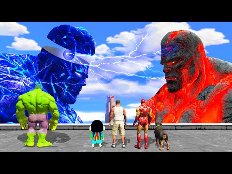 GTA 5 | SHINCHAN & FRANKLIN & MINI ICE GOD VS MINI LAVA GOD PARKOUR CHALLENGE FIGHT PT6 IN GTA 5